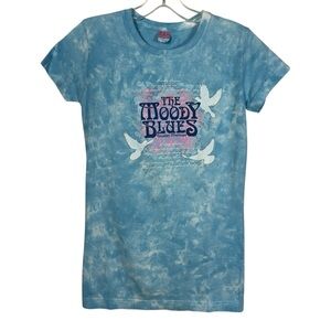 The Moody Blues Vintage Y2K Dove Print Blue Tie Dye Fitted Band T-Shirt Medium M